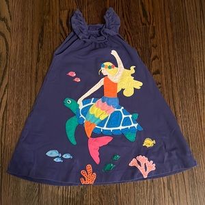 Mini Boden size 5-6 mermaid appliqué dress.